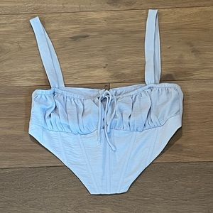 Princess Polly light blue corset top with zippered bald